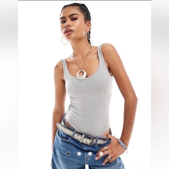 Free People Intimately Clean Lines Bodysuit Dark Grey Size XS/S $48 Retail NWT - Picture 1 of 5